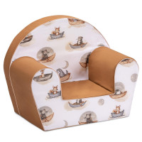 Dětské křesílko MINI - Zvířátka na lodičkách - bílé/hnědé