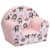 Dětské křesílko MINI - Tučňáci - bílé/růžové