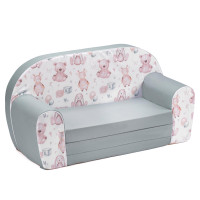 Dětská rozkládací MINI pohovka Hračky - bílá/zelená