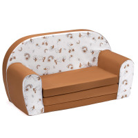 Dětská rozkládací MINI pohovka Kačenky - bílá/hnědá