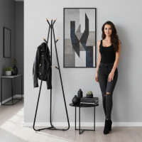 Moderní designový stojanový věšák ELIAN - černý