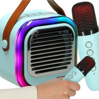 Sada karaoke reproduktoru Bluetooth + 2 mikrofony - modrý