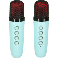 Sada karaoke reproduktoru Bluetooth + 2 mikrofony - modrý