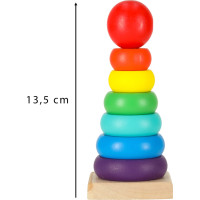Dřevěná věž pyramida- Duha - 13 cm