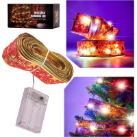 Svítící dekorativní LED stuha 100 LED na vánoční stromek - vícebarevná