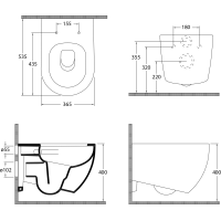 Isvea INFINITY závěsná WC mísa, Vortex Rimless, 36, 5x53cm, bílá 10NF02003