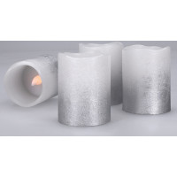 Solight sada LED svíček s časovačem, 4x svíčka, 6,5cm, stříbrná barva, 4xCR2032 součástí