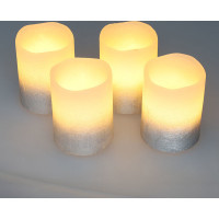 Solight sada LED svíček s časovačem, 4x svíčka, 6,5cm, stříbrná barva, 4xCR2032 součástí