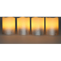 Solight sada LED svíček s časovačem, 4x svíčka, 6,5cm, stříbrná barva, 4xCR2032 součástí