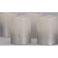 Solight sada LED svíček s časovačem, 4x svíčka, 6,5cm, stříbrná barva, 4xCR2032 součástí