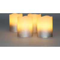 Solight sada LED svíček s časovačem, 4x svíčka, 6,5cm, stříbrná barva, 4xCR2032 součástí