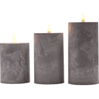 Solight sada LED svíček s časovačem, 3x svíčka, 10/13/15cm, šedá, 2xAA