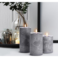 Solight sada LED svíček s časovačem, 3x svíčka, 10/13/15cm, šedá, 2xAA