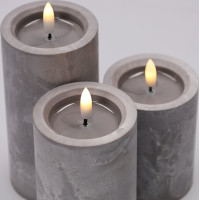 Solight sada LED svíček s časovačem, 3x svíčka, 10/13/15cm, šedá, 2xAA