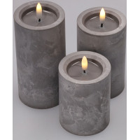 Solight sada LED svíček s časovačem, 3x svíčka, 10/13/15cm, šedá, 2xAA