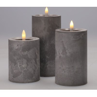 Solight sada LED svíček s časovačem, 3x svíčka, 10/13/15cm, šedá, 2xAA