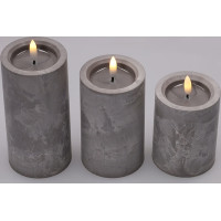 Solight sada LED svíček s časovačem, 3x svíčka, 10/13/15cm, šedá, 2xAA