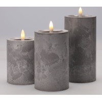 Solight sada LED svíček s časovačem, 3x svíčka, 10/13/15cm, šedá, 2xAA