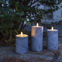 Solight sada LED svíček s časovačem, 3x svíčka, 10/13/15cm, šedá, 2xAA