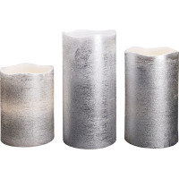 Solight sada LED svíček, 3x svíčka, 10/13/16cm, stříbrná barva, 3x AAA