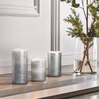 Solight sada LED svíček, 3x svíčka, 10/13/16cm, stříbrná barva, 3x AAA