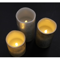 Solight sada LED svíček, 3x svíčka, 10/13/16cm, stříbrná barva, 3x AAA