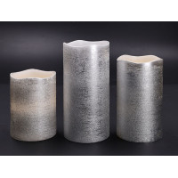 Solight sada LED svíček, 3x svíčka, 10/13/16cm, stříbrná barva, 3x AAA