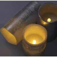 Solight sada LED svíček, 3x svíčka, 10/13/16cm, stříbrná barva, 3x AAA