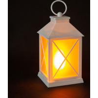 Solight LED vánoční lucerna bílá, 20cm, časovač, 2x AA