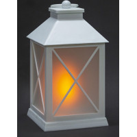 Solight LED vánoční lucerna bílá, 20cm, časovač, 2x AA