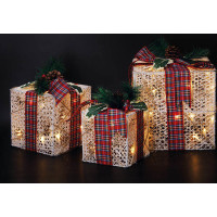 Solight sada 3 LED vánočních dárků, 48x LED, IP44, 230V