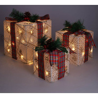 Solight sada 3 LED vánočních dárků, 48x LED, IP44, 230V