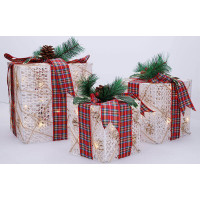 Solight sada 3 LED vánočních dárků, 48x LED, IP44, 230V