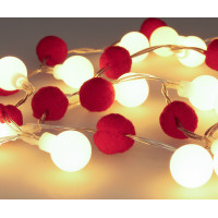 Solight LED vánoční řetízek červená-bílá, 20x LED, 1,5m, 2xAA