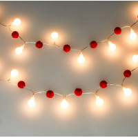 Solight LED vánoční řetízek červená-bílá, 20x LED, 1,5m, 2xAA