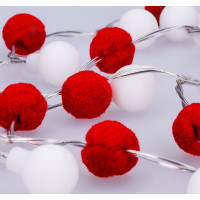 Solight LED vánoční řetízek červená-bílá, 20x LED, 1,5m, 2xAA