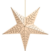 Solight LED dřevěná vánoční hvězda, závěsná, časovač, 20x LED, 65cm, 2x AA