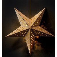 Solight LED dřevěná vánoční hvězda, závěsná, časovač, 20x LED, 65cm, 2x AA