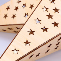 Solight LED dřevěná vánoční hvězda, závěsná, časovač, 20x LED, 65cm, 2x AA