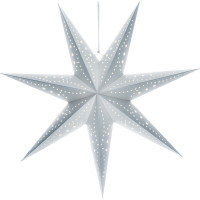 Solight LED vánoční hvězda stříbrná, závěsná, časovač, 60cm, 20x LED, 2x AA