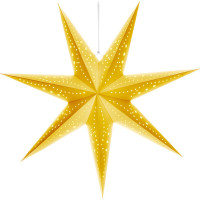 Solight LED vánoční hvězda zlatá, závěsná, časovač, 60cm, 20x LED, 2x AA