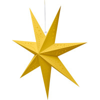 Solight LED vánoční hvězda zlatá, závěsná, časovač, 60cm, 20x LED, 2x AA