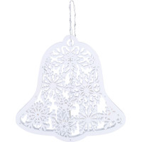 Solight LED dřevěný vánoční zvoneček, 9x LED, bílá, 30cm, časovač, 2x AA