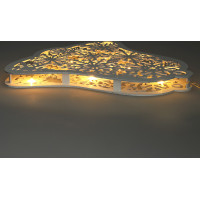 Solight LED dřevěný vánoční zvoneček, 9x LED, bílá, 30cm, časovač, 2x AA