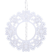 Solight LED dřevěný vánoční věnec, 10x LED, bílá, 30cm, časovač, 2x AA