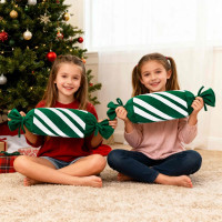 Vánoční polštář SWEET CANDY 60 cm - zelený/bílý