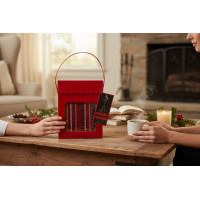 Sada utěrek MAGICAL CHRISTMAS v dárkovém balení - 2 kusy - červená/pruhy