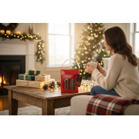 Sada utěrek MAGICAL CHRISTMAS v dárkovém balení - 2 kusy - červená/pruhy