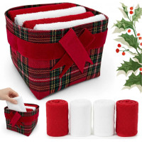 Sada ručníků na ruce MAGIC HOLIDAY v dárkovém balení - 4 kusy - červená/bílá