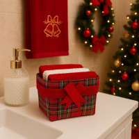 Sada ručníků na ruce MAGIC HOLIDAY v dárkovém balení - 4 kusy - červená/bílá